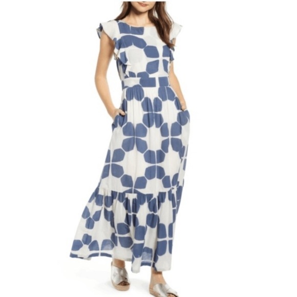 Anthropologie Blue & White Maxi Dress Size Medium - Picture 8 of 8